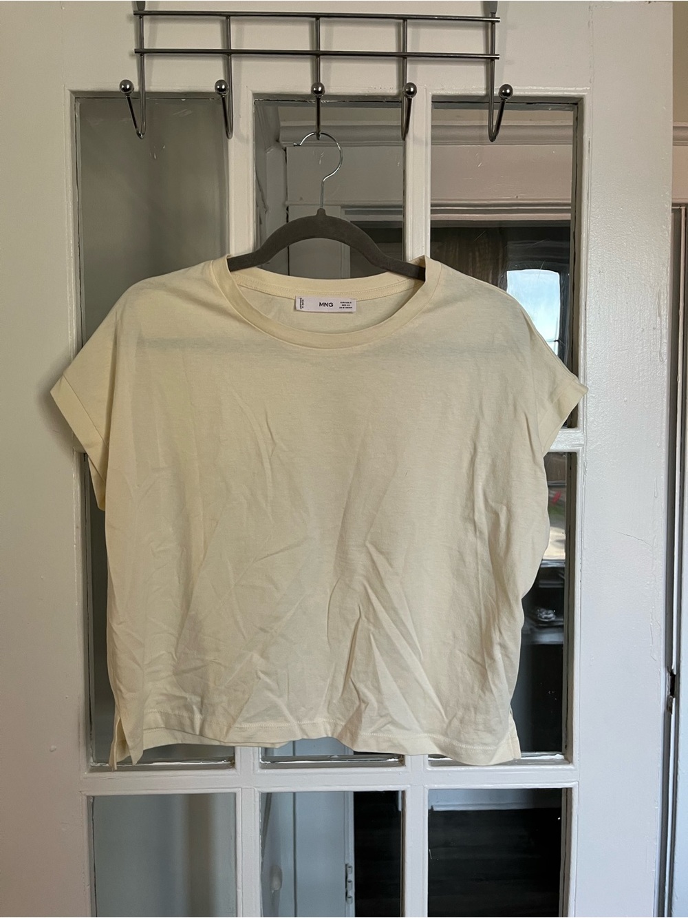 Mango Women's Short Sleeve Crewneck T-Shirt in Cream